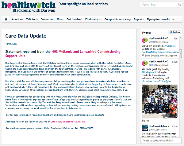 2015-06-10 BwD Healthwatch update